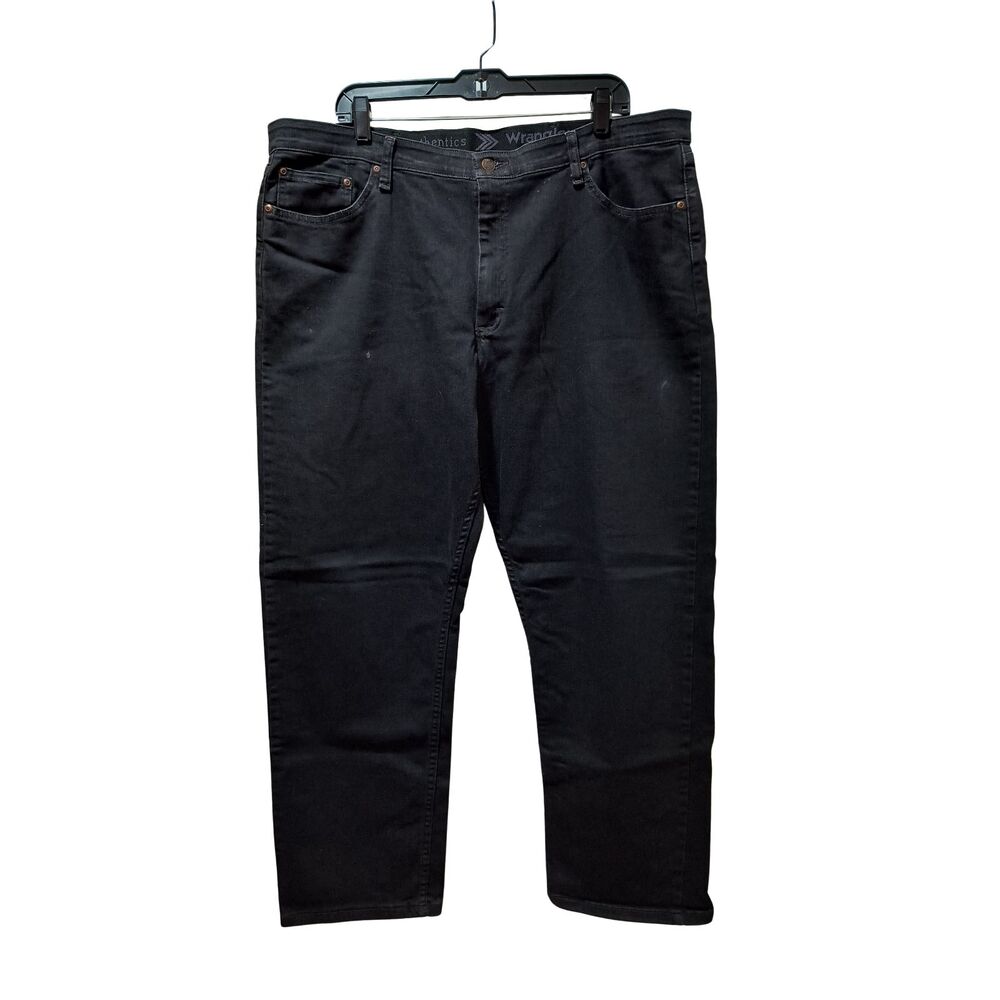 Wrangler Authentics Jeans Men’s 40x28 Black Straight Stretch Denim Elastic Waist